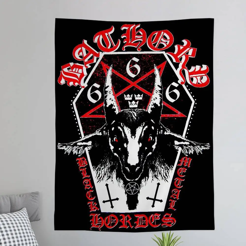 Retro Band B-bathory Heavy Metal Anime Tapestry Hippie Flower Wall Carpets Dorm Decor Cheap Hippie Wall Hanging