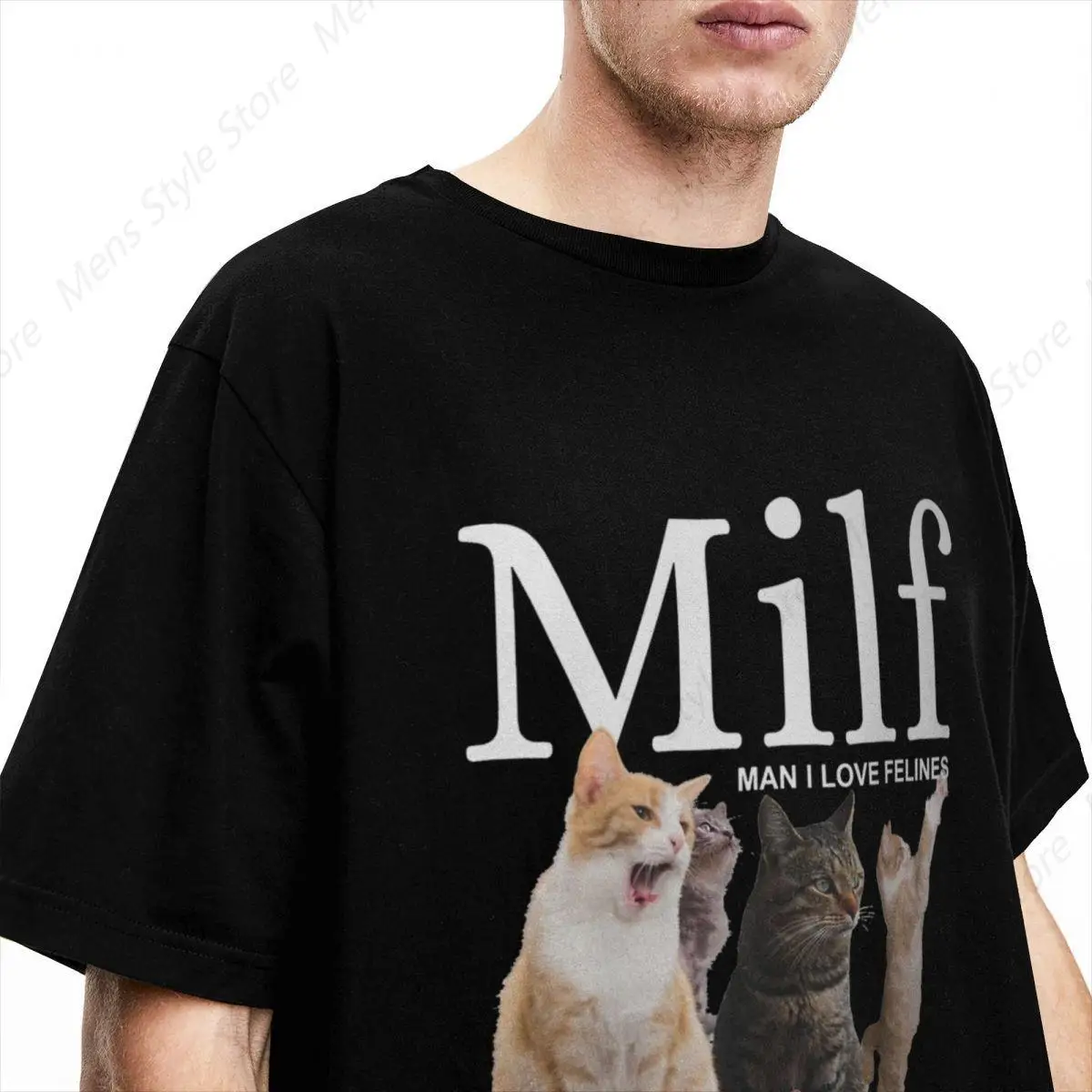 Men Women Meow Kitten Cats Lover Shirt Apparel Milf Man I Love Felines Cat Cotton Tops T-Shirt Street Wearing Tee Shirt