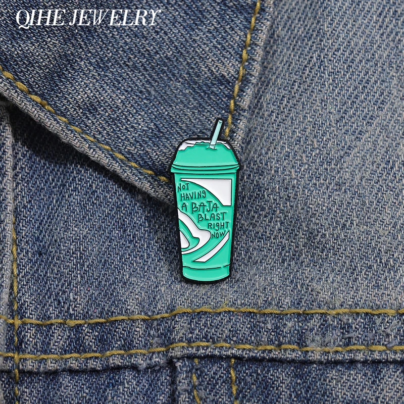 Creative Green drink Bottle Enamel Pins Not Having A Baja Blast Right Now Brooch Backpack Lapel Badges Jewelry Gift for Friends