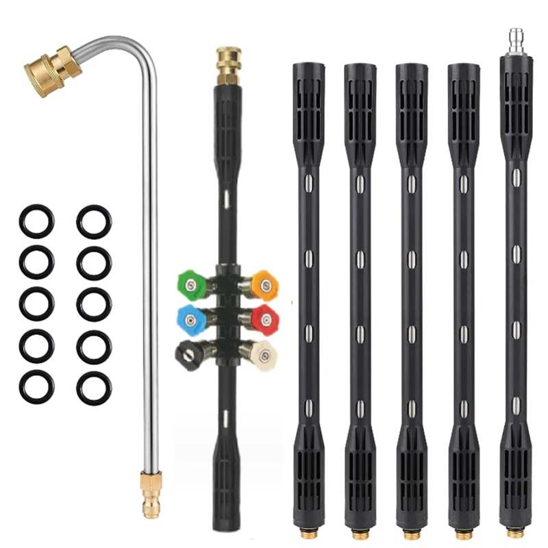 Pressure Washer Extension Wand 1/4Inch Gutter Cleaning Tools From The Ground, Power Washer Extension Pole, Curved Rod