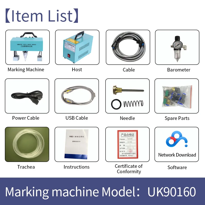 Portable Engraving Pneumatic Electric Marking Machine 160x90mm Touch Screen For Nameplate Cylinder Number Frame Chassis