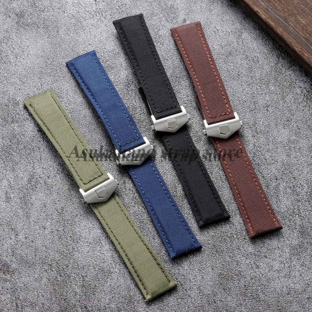 Нейлоновый кожаный ремешок для часов Breitling, черный ремешок для часов AVENGER NAVITIMER, 22 мм, 24 мм, холст, сменный браслет из воловьей кожи