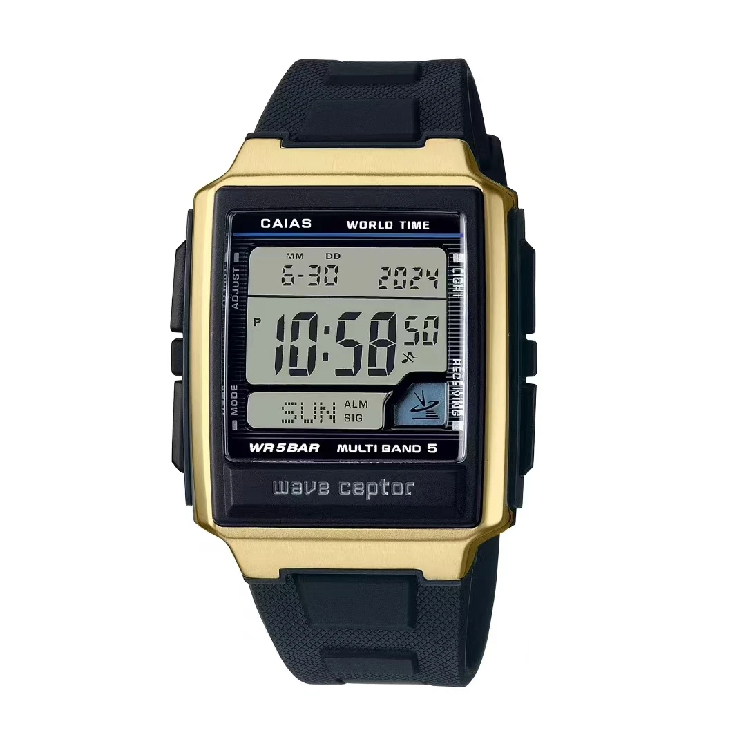 G-SHOSU Unisex Watch, Rectangular Dial, 2100 Sports Digital Quartz Watch, Full-Featured, World Time, LED Dual Display