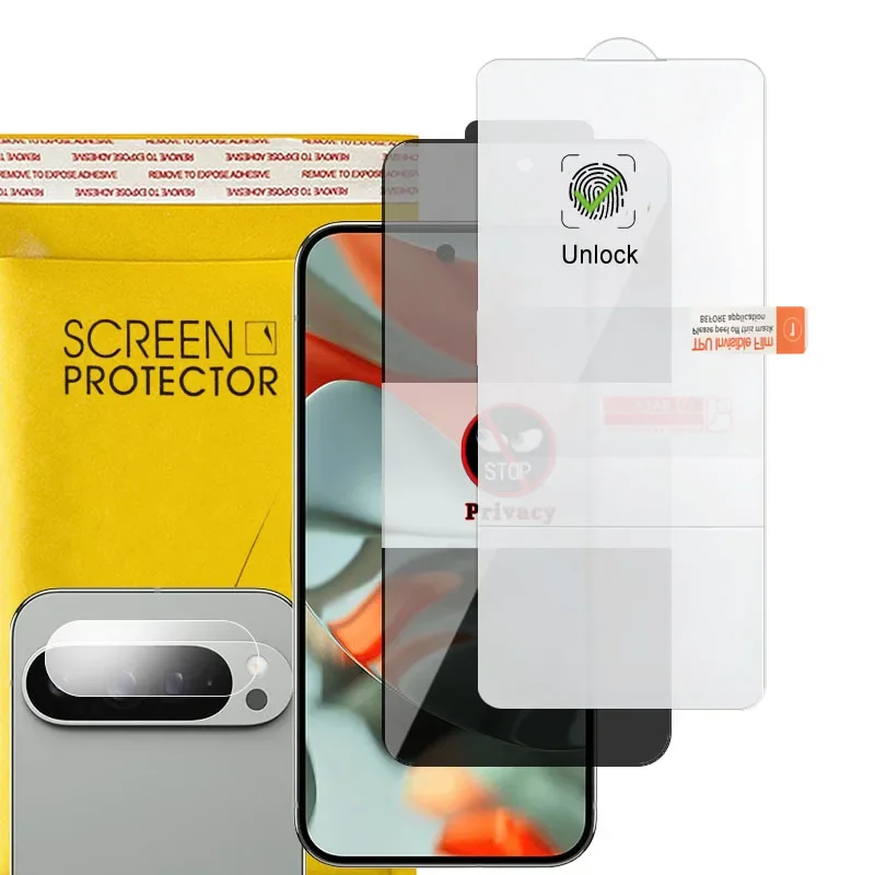 Film hydrogel anti-espionnage pour Google Pixel 9a Pro XL 9 Pro, protecteur d'écran pliable avec film souple pour objectif d'appareil photo
