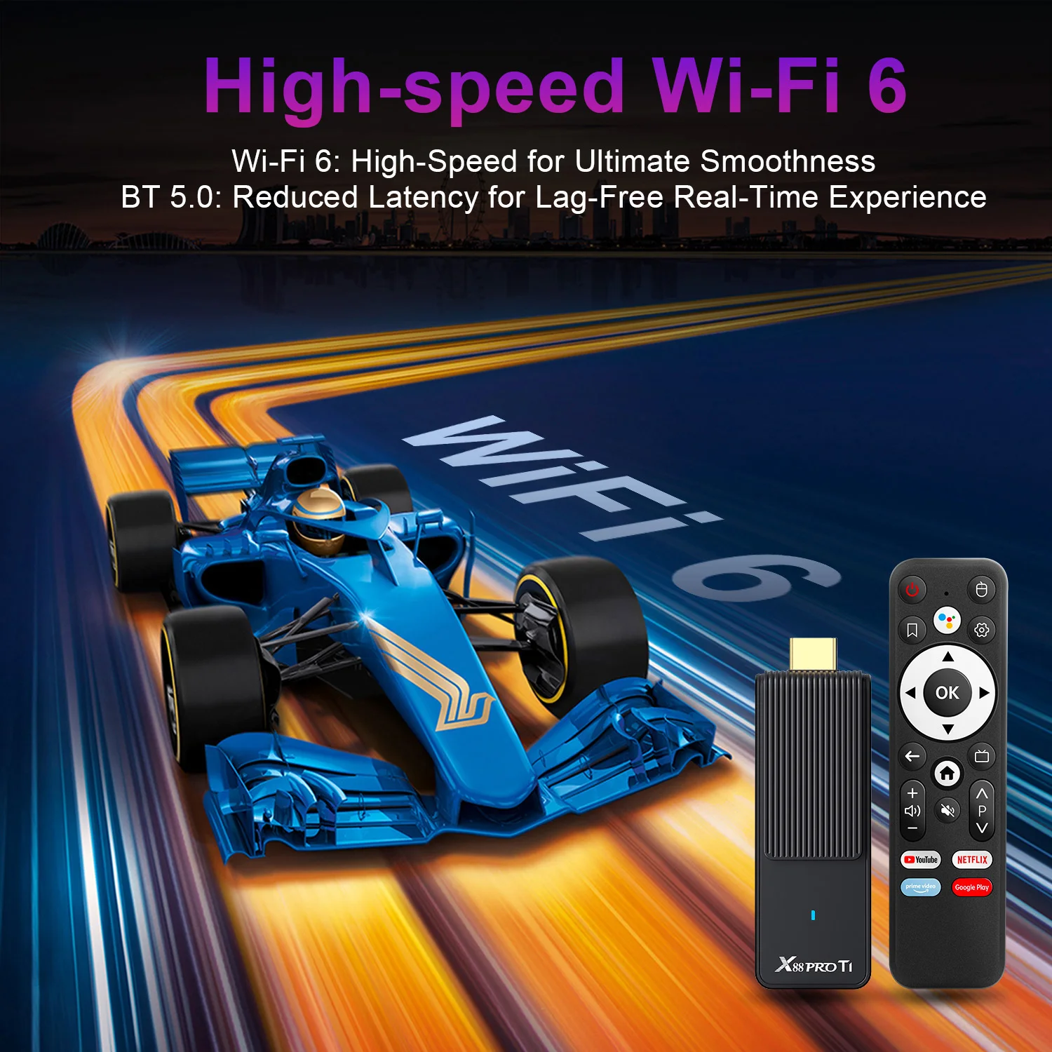 X88 TV Stick Android 14 RK3518 Chip 4K HD 2.4G/5G Dual Brand Bluetooth 5.0 WIFI6 Kontrol Suara Remote TV Box