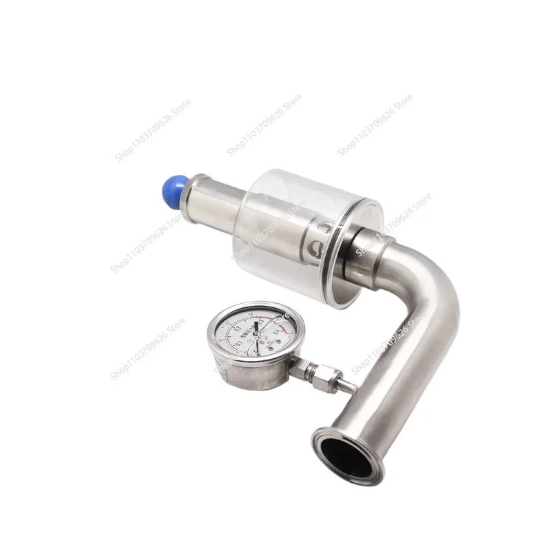 Air Release Valve,Sanitary Stainless Steel Exhaust Air Release Valve with Pressure Gauge