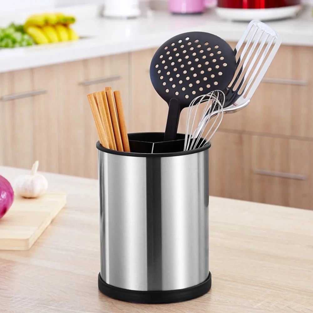 

Stainless steel material Tableware Storage Holder Round rotating design Draining function Chopstick Cage 3-in-1 integrated