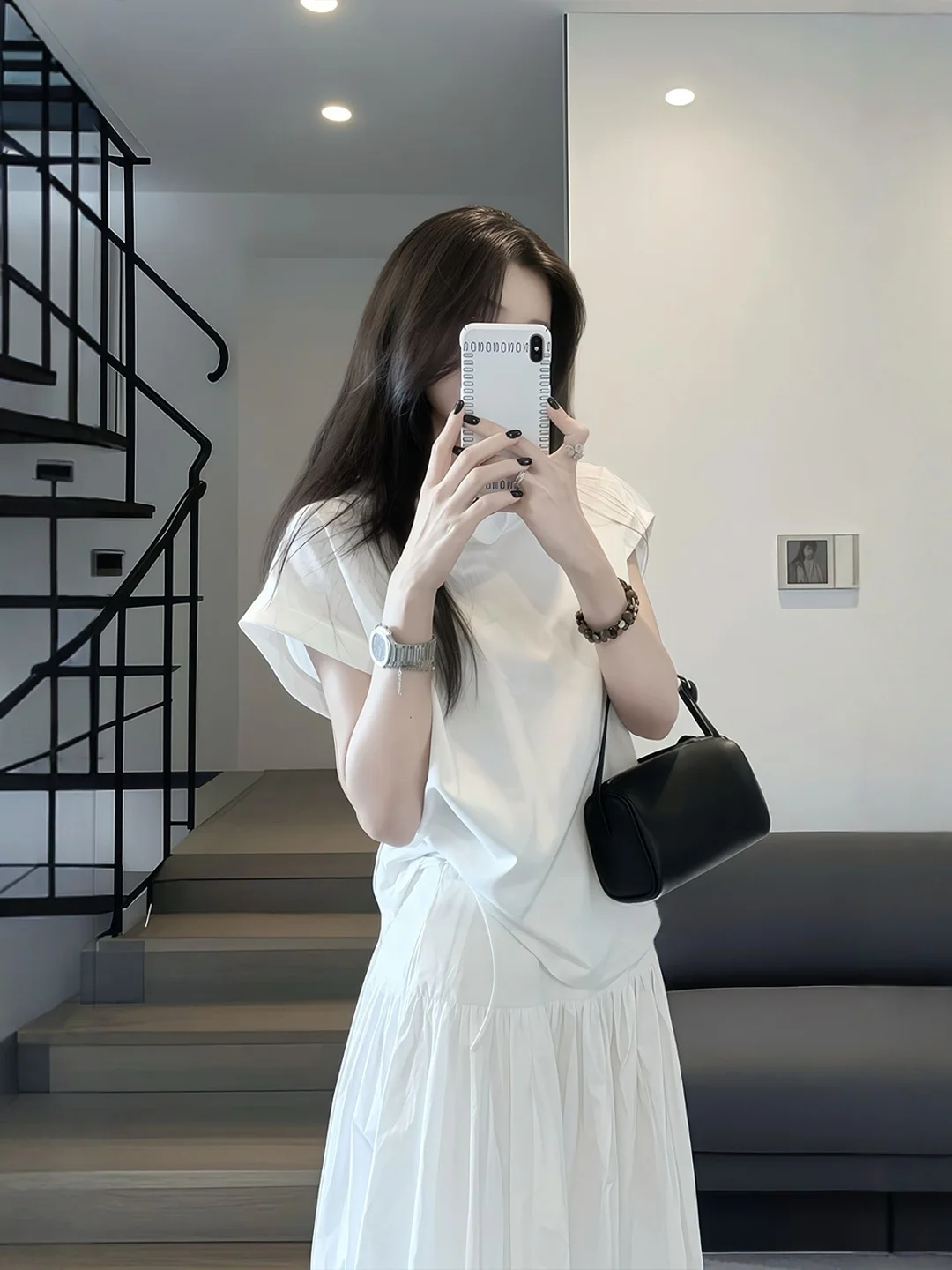 طقم صيفي مقاس كبير، بلوزة فضفاضة وتنورة قصيرة، تصميم كوري فريد مضاد للشيخوخة، طقم من قطعتين، أزياء نسائية من البوليستر بأكمام... #3