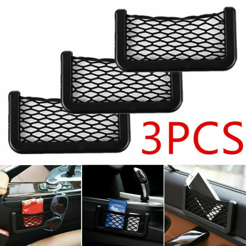 1/3Pcs/Lot 36*18cm Car Net Door Panel Bus Seat Back Mount Organizer Mesh Phone Holder Storage Bag Pocket For Wallet Keys