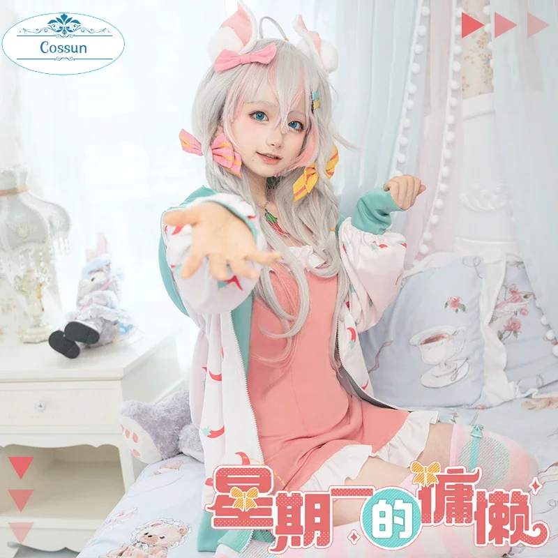 Anime! VTuber Virtual Youtuber Kagura Nana Monday Laziness Dressing Gown Lovely Uniform Cosplay Costume Role Play Women 2021 NEW