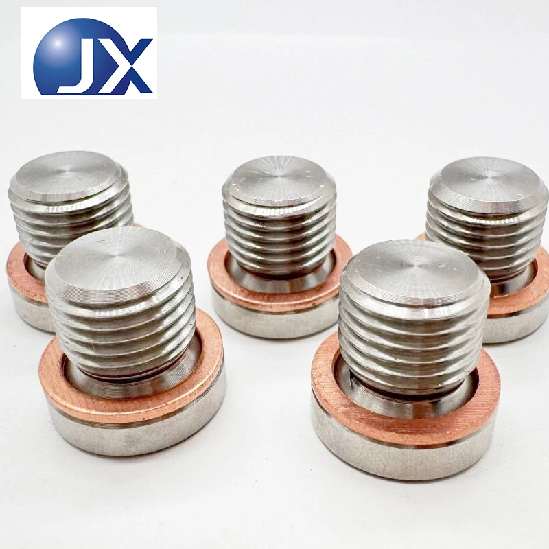 5PCS Universal M12x1.25 O2 Oxygen Sensor Spacer Bung Plug With Gasket Engine Oil Drain Stopper Hex Flange Blind Bolt