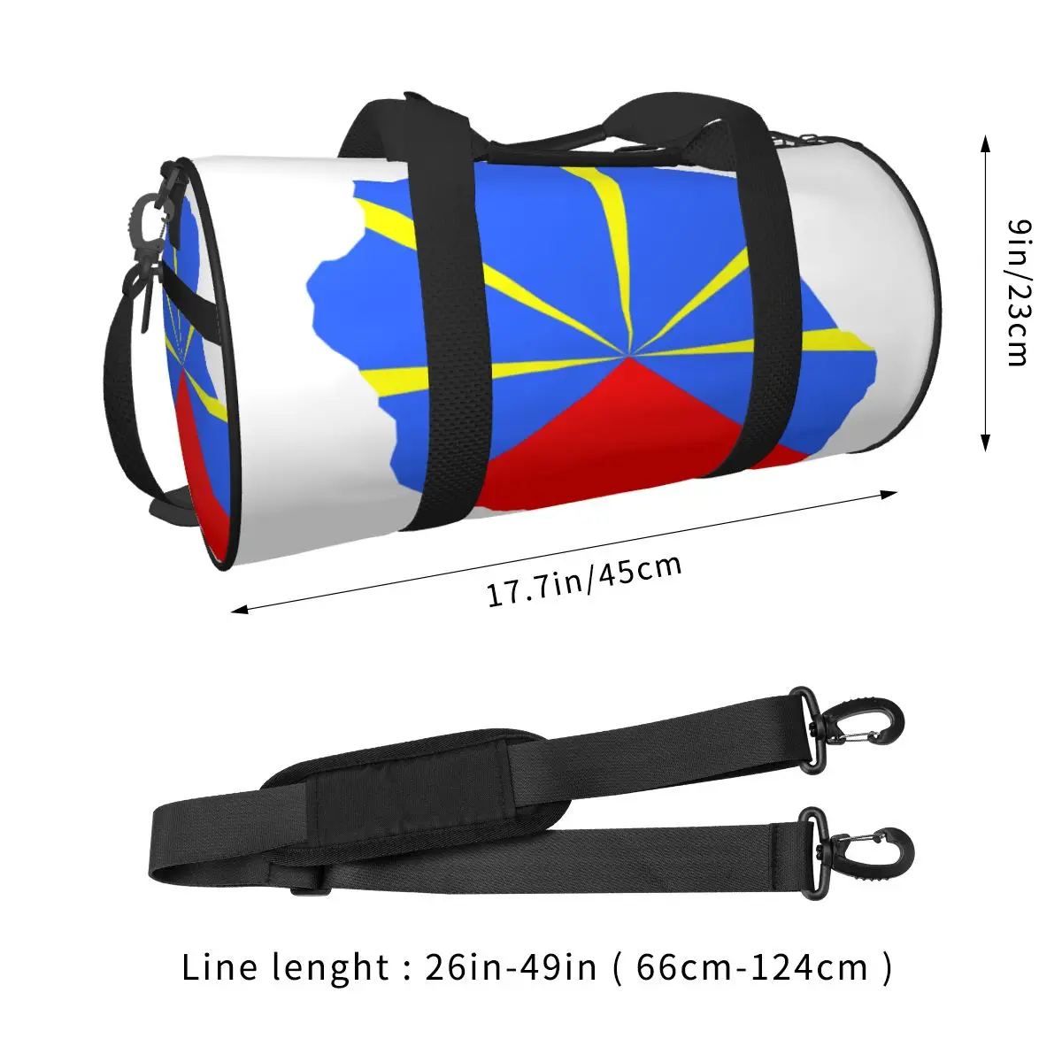 974 Reunion Island Flag Large Duffle Gym Bag Multi-Functional Duffle Travel Bags Handbags Fitness bag