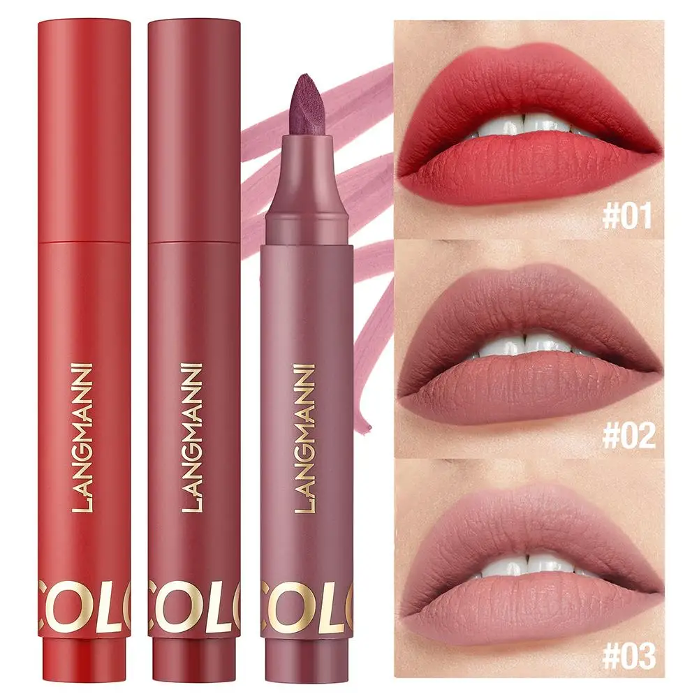 Matte Marker Lippenstift Lipliner Lippenstift Lipstick Lange Pen Hydraterende Voering Waterdichte Make-Up Contour La S6q0