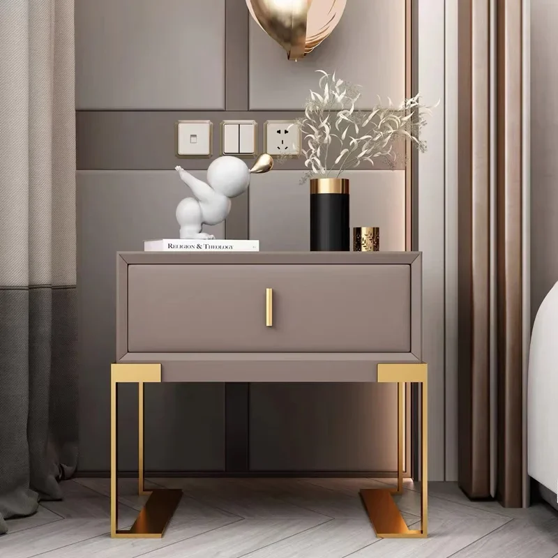 Italian light luxury bedside table Nordic ins simple modern bedroom locker solid wood storage cabinet hotel bedside table