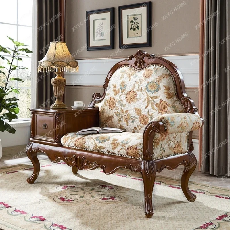 X-S princess country furniture solid wood bedroom sofa fabric leisure recliner living room phone HG