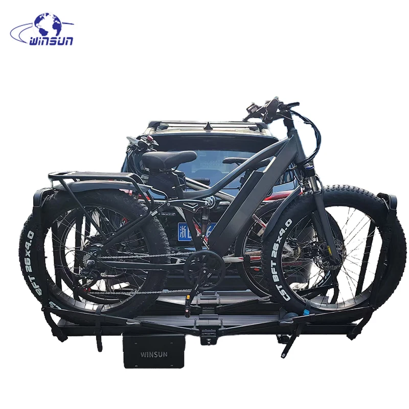 

SUV Minivan Sedan Truck Car Roof Rack 190lbs Platform Tray 2-Bike Fat Tire Rack Carrier Rear Mount Hitch Bicycle Rack for Travel