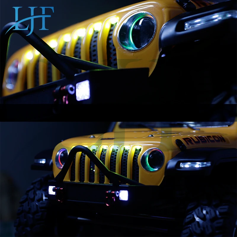 LJF Colorful Angel and Demon Eyes Headlight LED Lights for 1/10 YK4102 1/8 YK4082 YiKong RC Crawler Car Upgrade Accessories A16