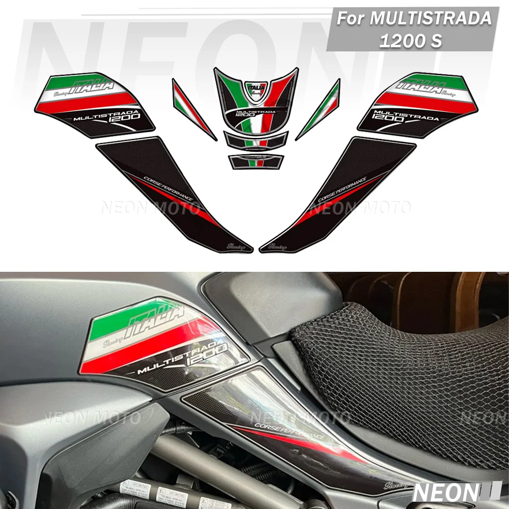 

For Ducati Multistrada 1200S 1200 S Motorcycle 3D Tank Pads, Anti-Slip Gas Fuel Oil Knee Protector Grips Stickers Decals Kit