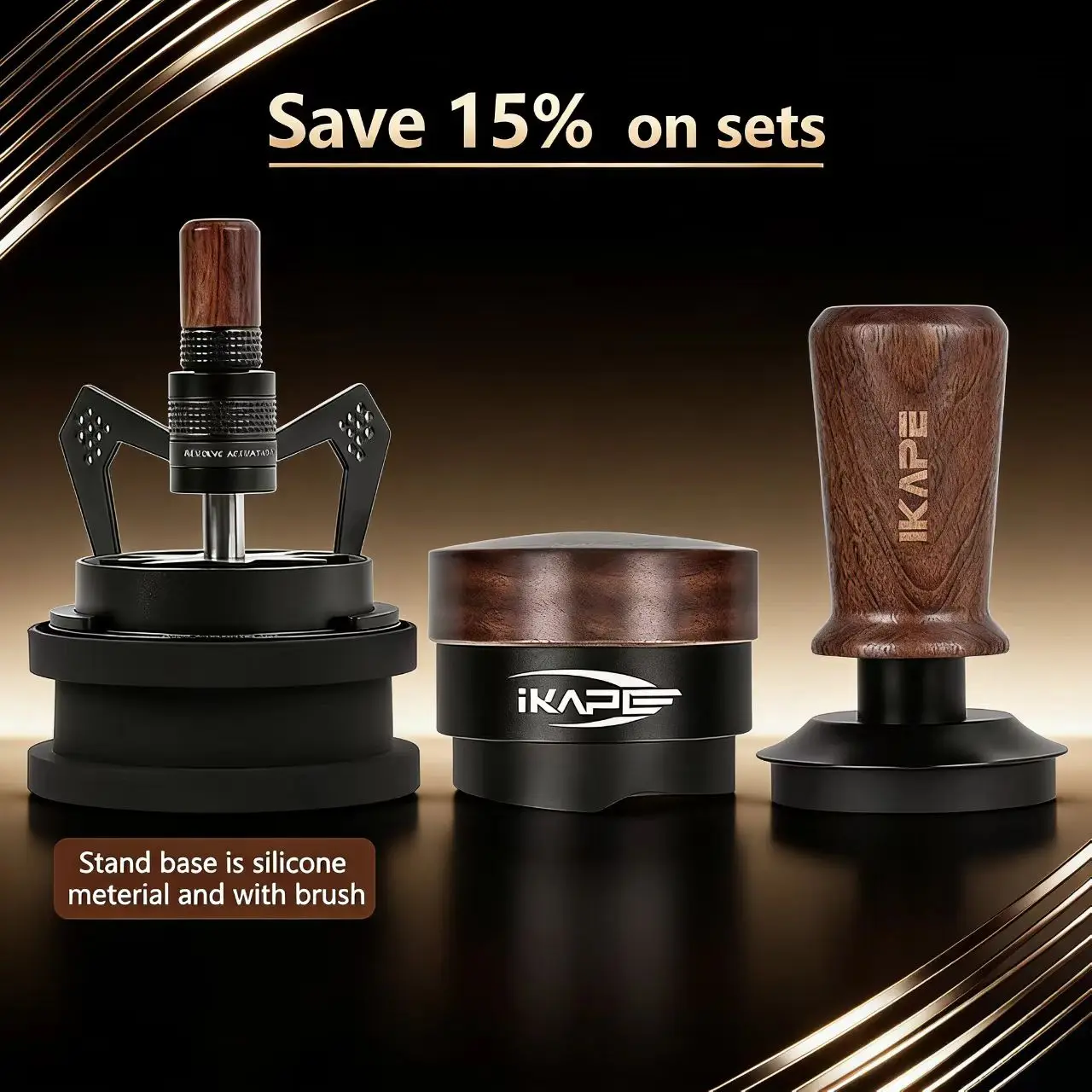 

IKAPE Rotary WDT Tool, Espresso Stirrer Distribution Tool for Barista, 0.4MM 10 Needle Espresso Coffee Stirrer with Brush Stand