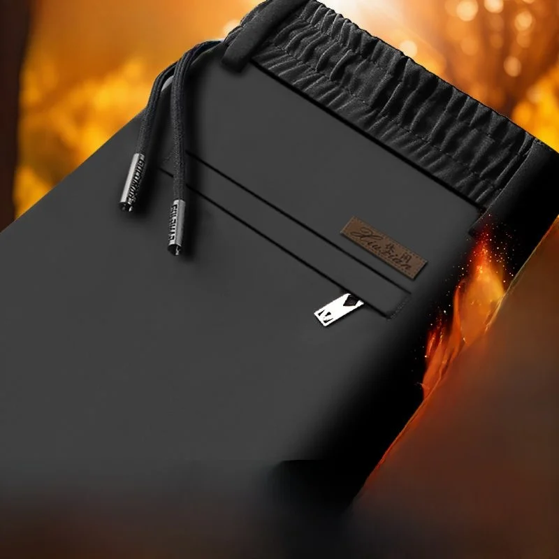 

Мужские брюки прямого кроя на флисовой подкладке, повседневные, для осени и зимы, теплые, для делового стиля, для папы, свободного кроя, из полиэфирного волокна