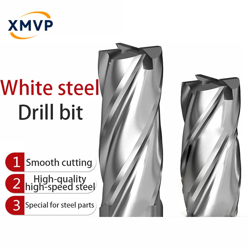 

End mill, high-speed steel straight shank CNC tool, metal iron aluminum special white steel four edge full grinding center milli