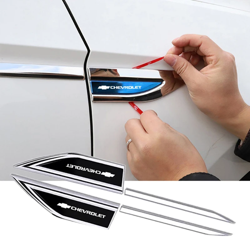 2Pcs 3D Metal Sticker Car Body Emblem Decoration Decals For Chevrolet Cruze Spark Captiva Suburban Camaro Malibu Silverado