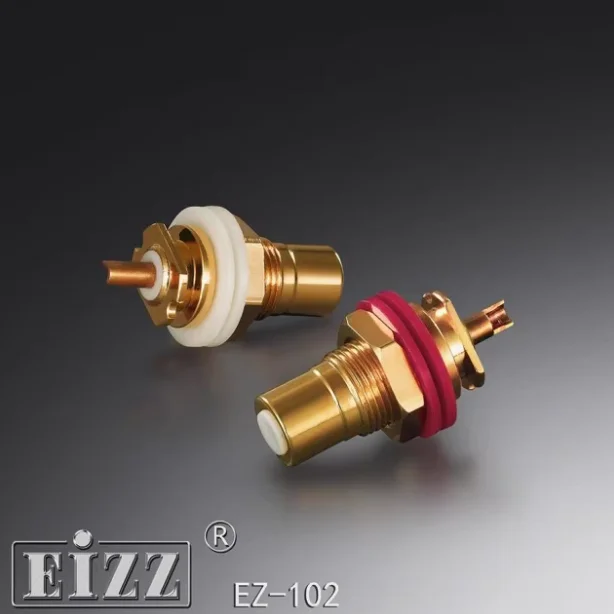 2pair（White+Red）EIZZ premium pure copper gold-plated RCA signal socket EZ-102 RCA brass+gold-plated free shipping