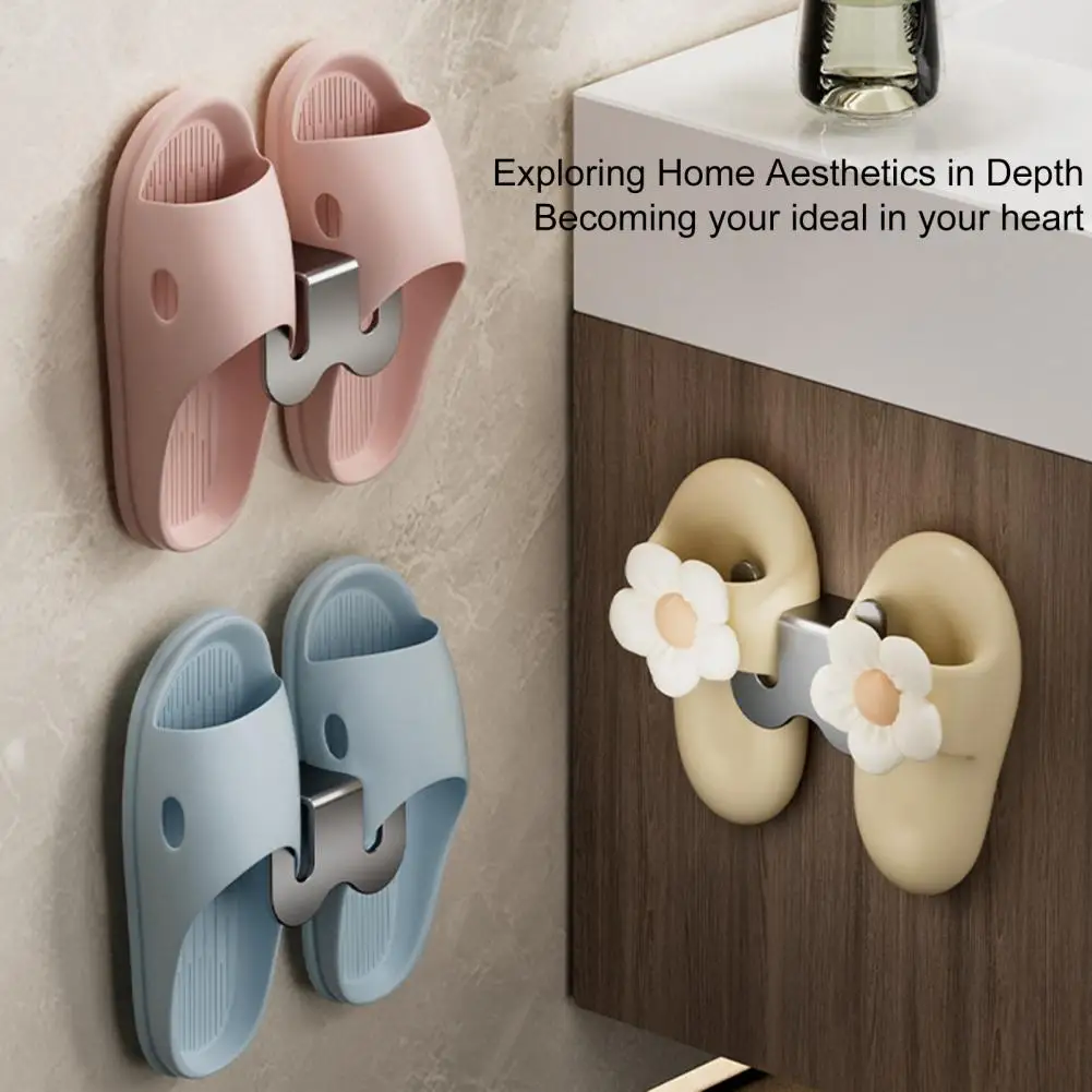 Slipper Drying Rack No Punching Hole Anti-slip Bathroom Slipper Holder Quick Installation Flips Flops Wall Organizer 슬리퍼 정리기