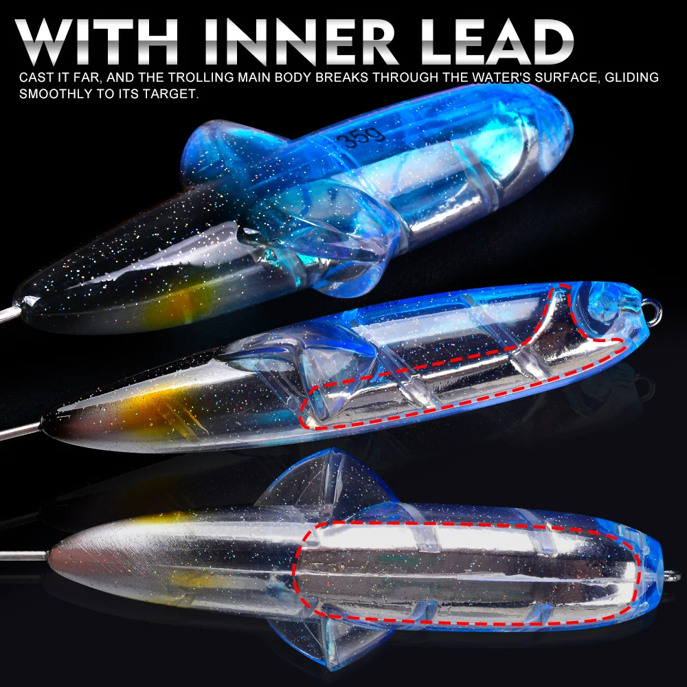 Proberos 35/45G Topwater Angelköder Popper Künstlicher Bleistift Harter Köder Weitstreckenwurf Schwimmendes Angelgerät Swimbait – Detail 6
