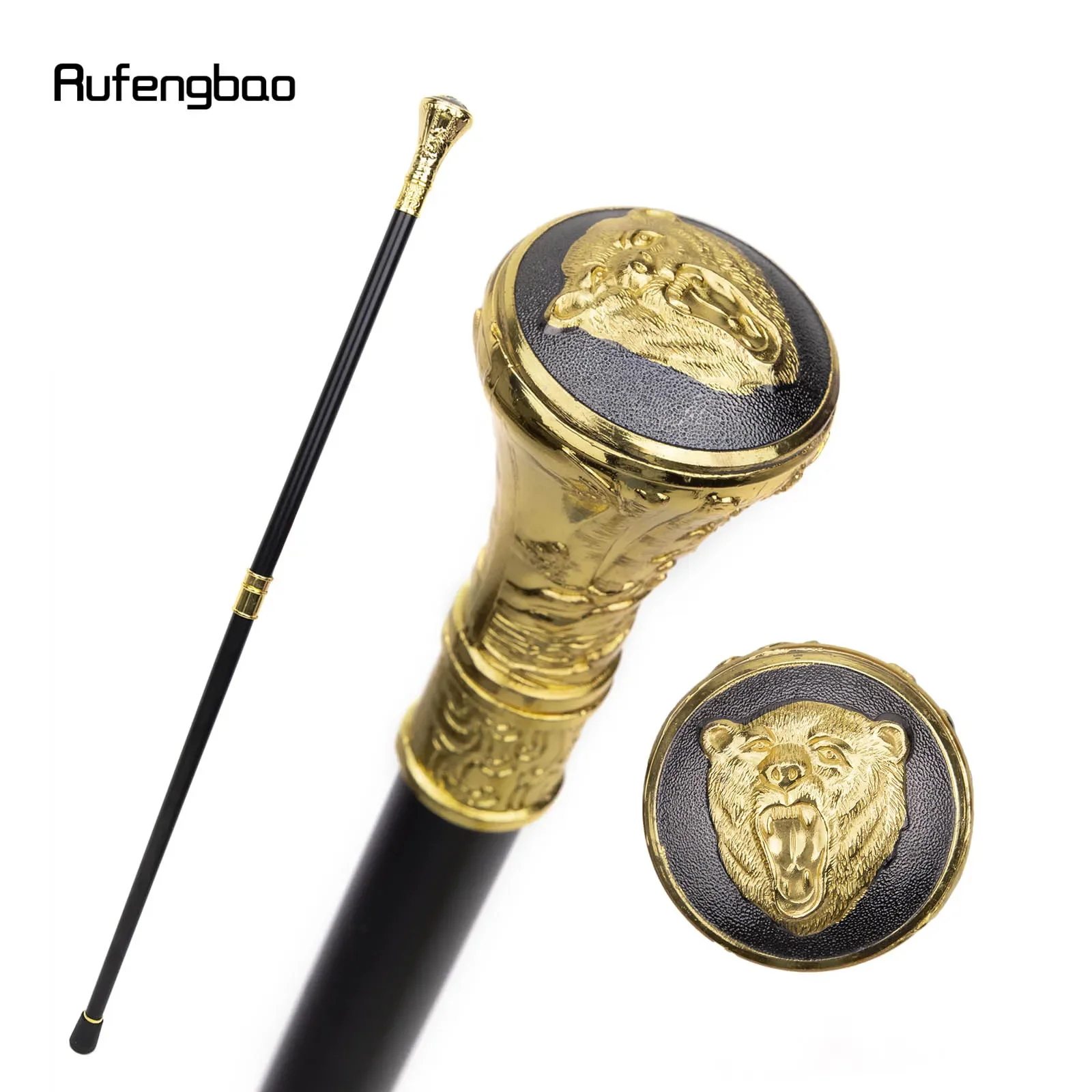 Urso de ouro Falcão Deer Wolf Totem Walking Stick, Luxuoso Bastão de Animais, Moda Bengala Cavalheiro Crosier Knob, 93cm