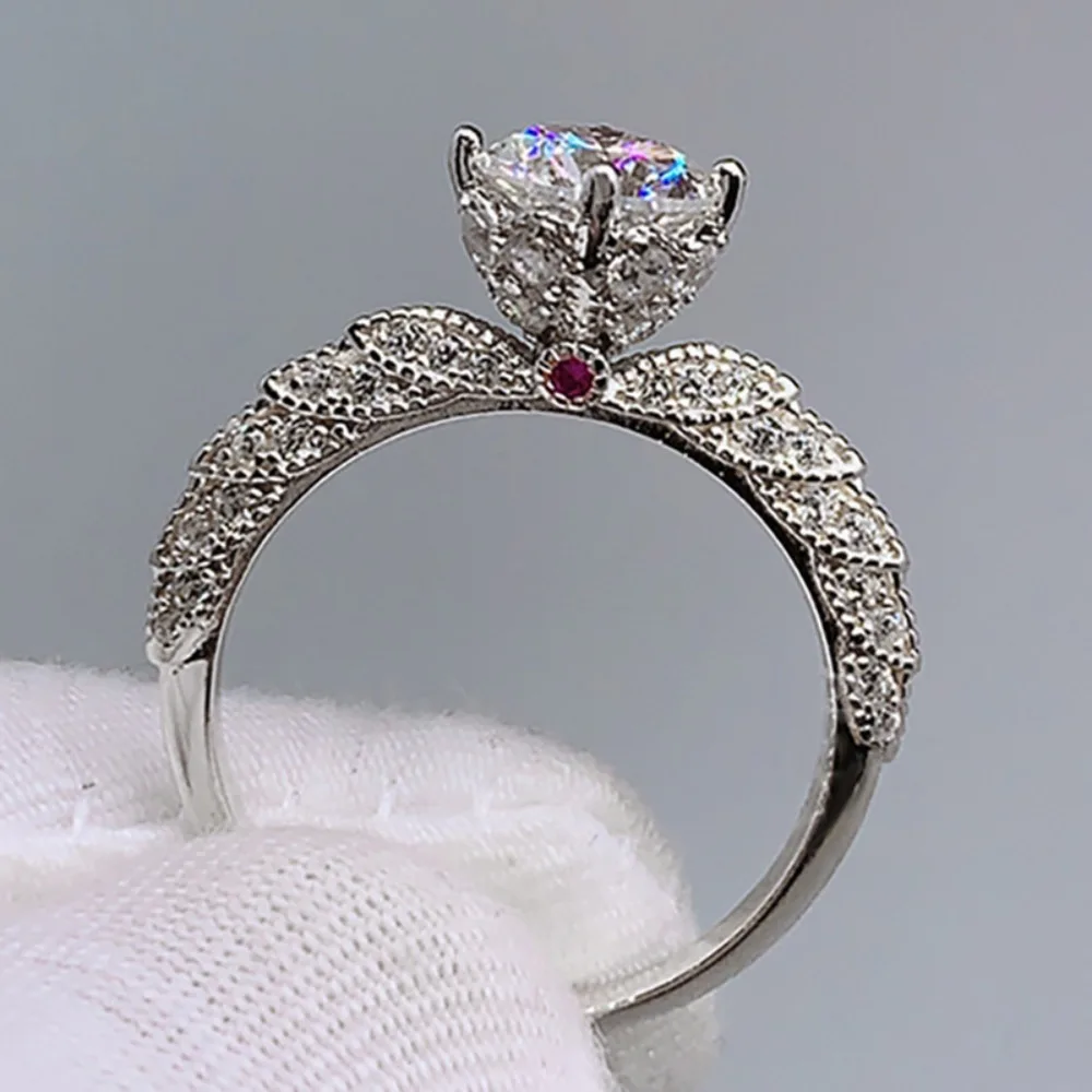 Temperament Angel Wing Round Cut High Quality 5A Zircon Rings Engagement Promise Band Wedding Ring for Women Designer Jewelry