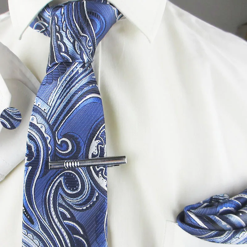 

Темно-синий роскошный шелковый свадебный галстук для мужчин, модный дизайн, подарок, мужской галстук, носовой платок, зажим для запонок, комплект для деловой вечеринки, Gravata