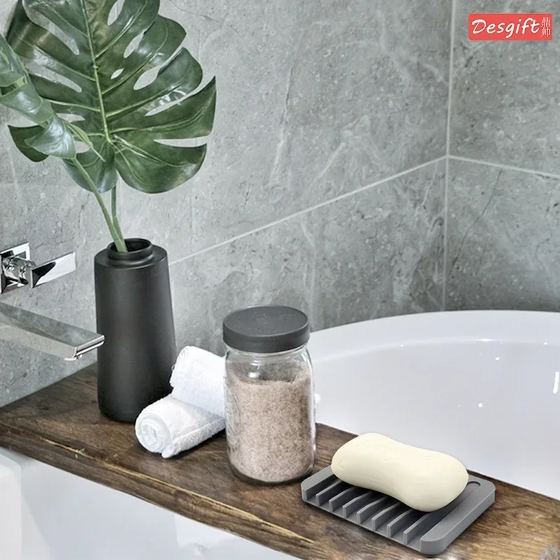 Creative Silicone Holder Candy Color Draining Organizer Home No Installation Box Soap Dish Bathroom Accessories