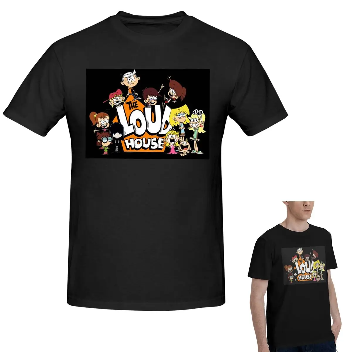 

Футболка из 100% хлопка The Loud House, мужская модная футболка большого размера, мужские летние рубашки с круглым вырезом, топы, S-6XL