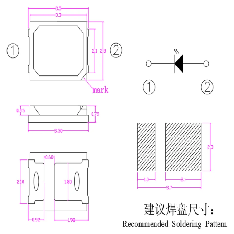 50 Stück 2835 Infrarot-emittierende LED-Lampenperlen 940/850 nm Leuchtdiode 0,2 W 2835 LED-Lampenperlen