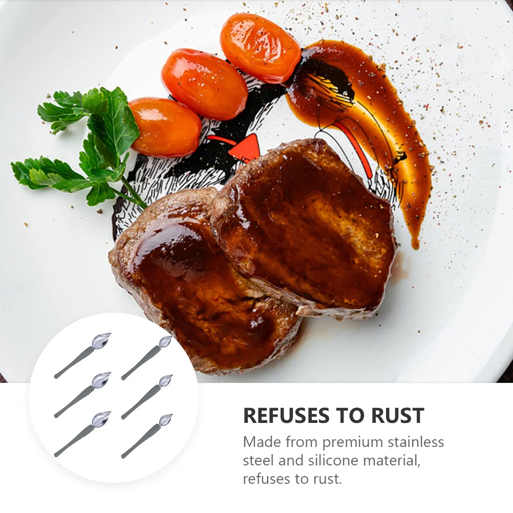 

8Pcs Stainless Steel Culinary Spoon Anti-Rust Handle Cake Sauce Decorating Pencil Tool for Painting Coffee Art Plating