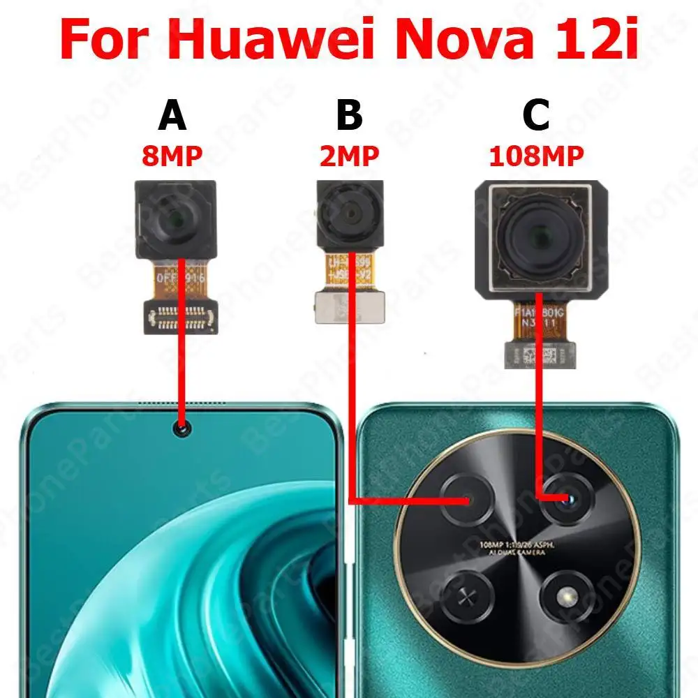 Camera For Huawei Nova 12i Rear Backside Front Facing Frontal Selfie Back Camera Module Mobile Phone Replacement Parts