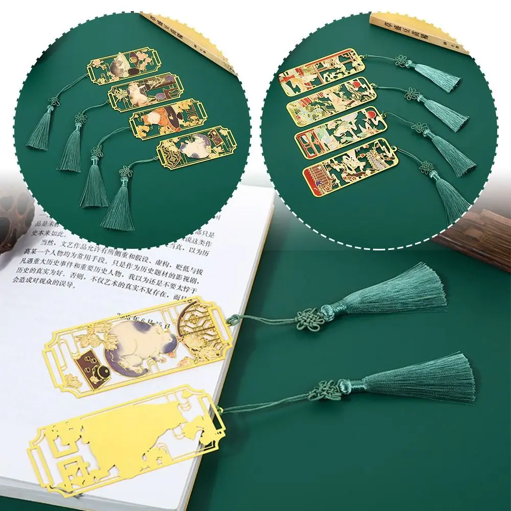 1PC Brass Bookmark Metal Classical Chinese style Student Gift Cultural Creative Book Clip Ruler Pagination Mark Book Clip
