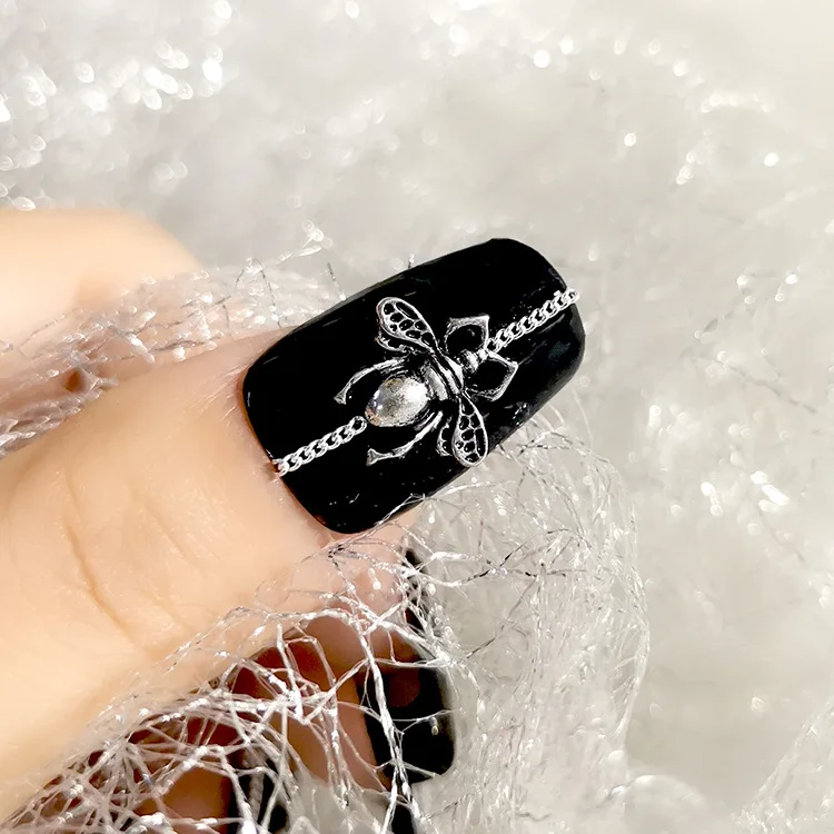 20pcs Cute Japanese Style Retro Nail Accessories Alloy Bee Parts Gold Sliver Manicure Ornament Nail Art Charms Decorations