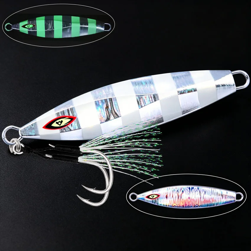 1pcs Slow Jigging Metal Jigs 100g 150g 200g 250g 300g Shore Jigging Artificial Hard Bait Luminous Spoon Fishing Lures - view 6