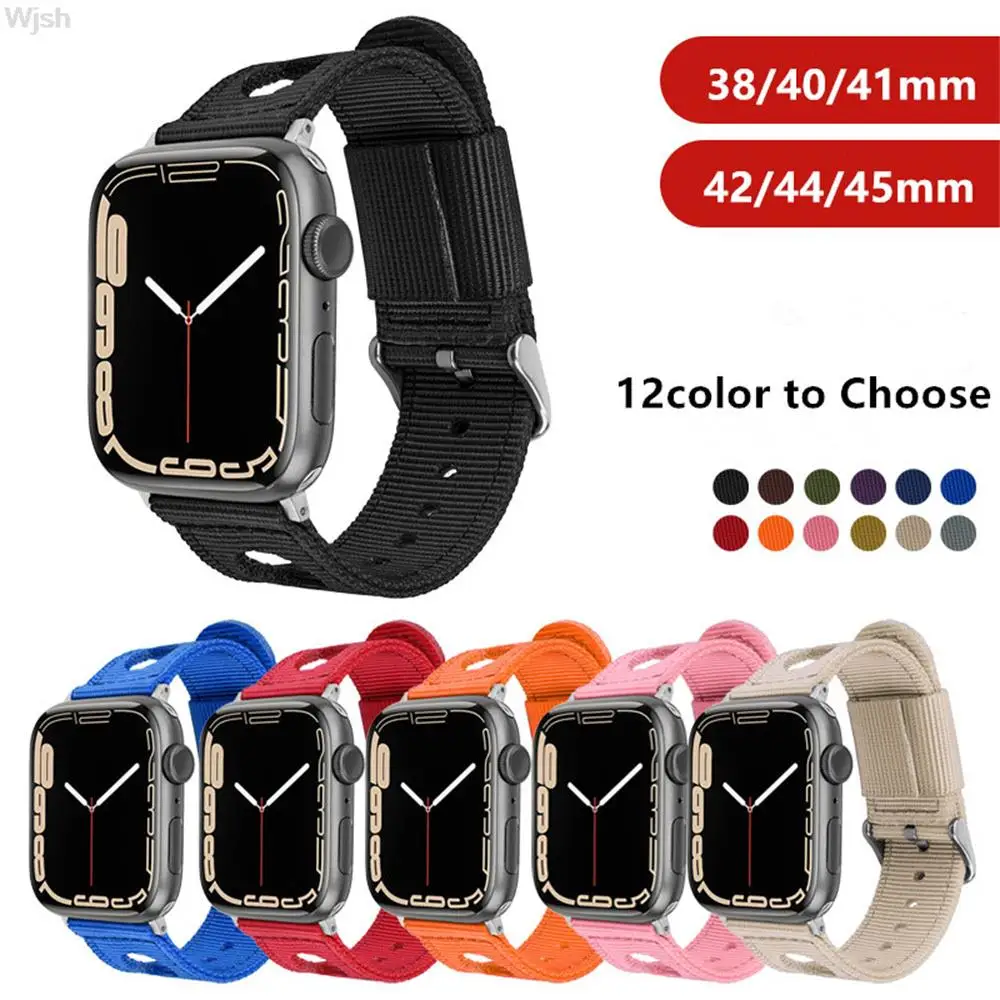 Ремешок нейлоновый для apple watch 7 6 5 SE 42/45 мм, Женский легкий Воздухопроницаемый Водонепроницаемый браслет для iWatch 40/44 мм serise 4 3 2 1