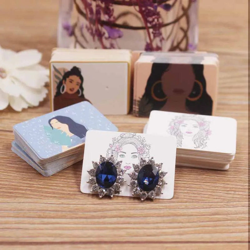 50/100pc 3.5x2.5cm beauty jewelry package card paper stud earring display tag card