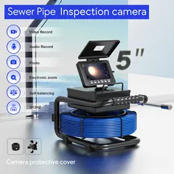 Caméra d'inspection de tuyau, 5 pouces, transmetteur 512Hz automatique, audio statique, DVR, inspection des égouts, endoscope vidéo