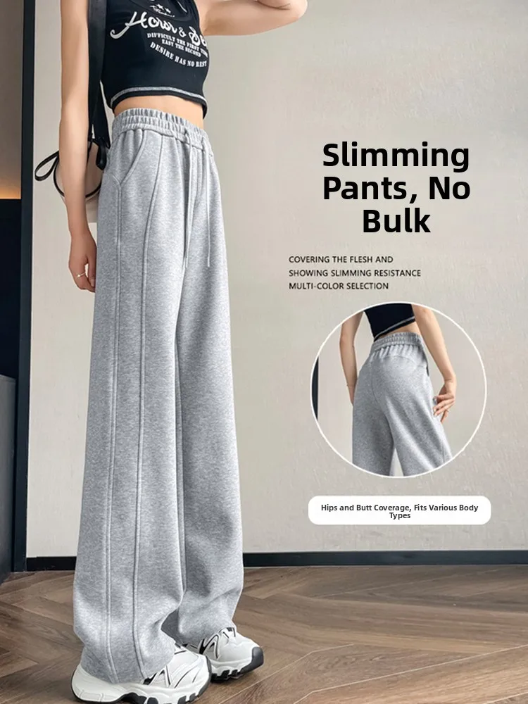 

Thiened Fce с высокой талией, корейские широкие брюки для женщин, осень-зима, большой размер, утягивающие свободные повседневные деревенские брюки...