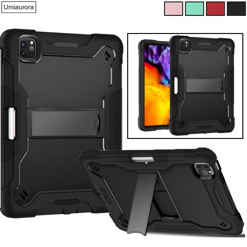 

For IPad Mini A17 Pro 11 12.9 13 inch M2 M3 M4 M5 Air 4 5 10.9 Shockproof Silicon PC Tablet Case Stand Pencil Holder Armor Funda