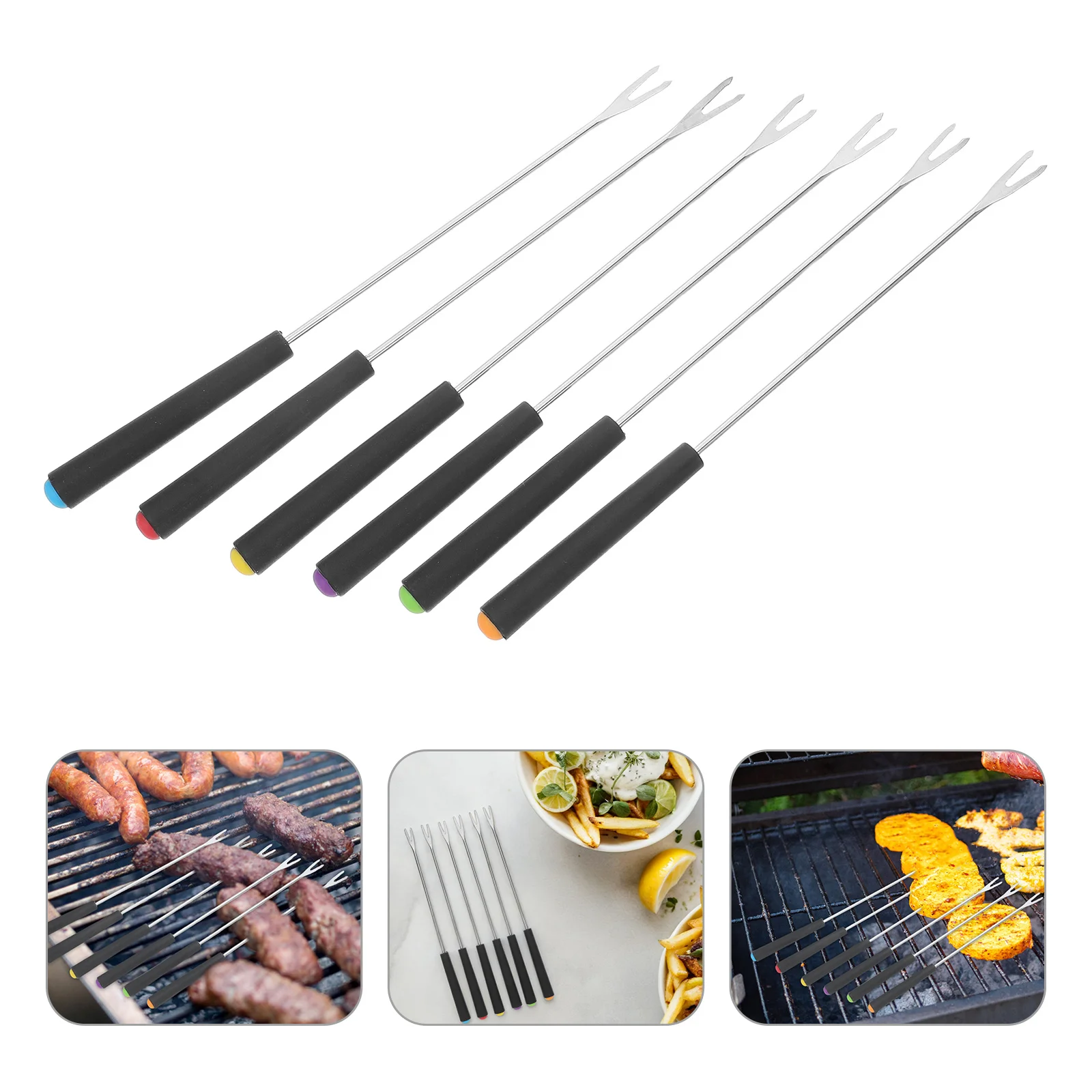 

18pcs Stainless Steel Bbq Skewers Extra Long Roasting Sticks For Grilling Kebabs Shish Kabob Fondue Fruit Cheese Dipping Forks