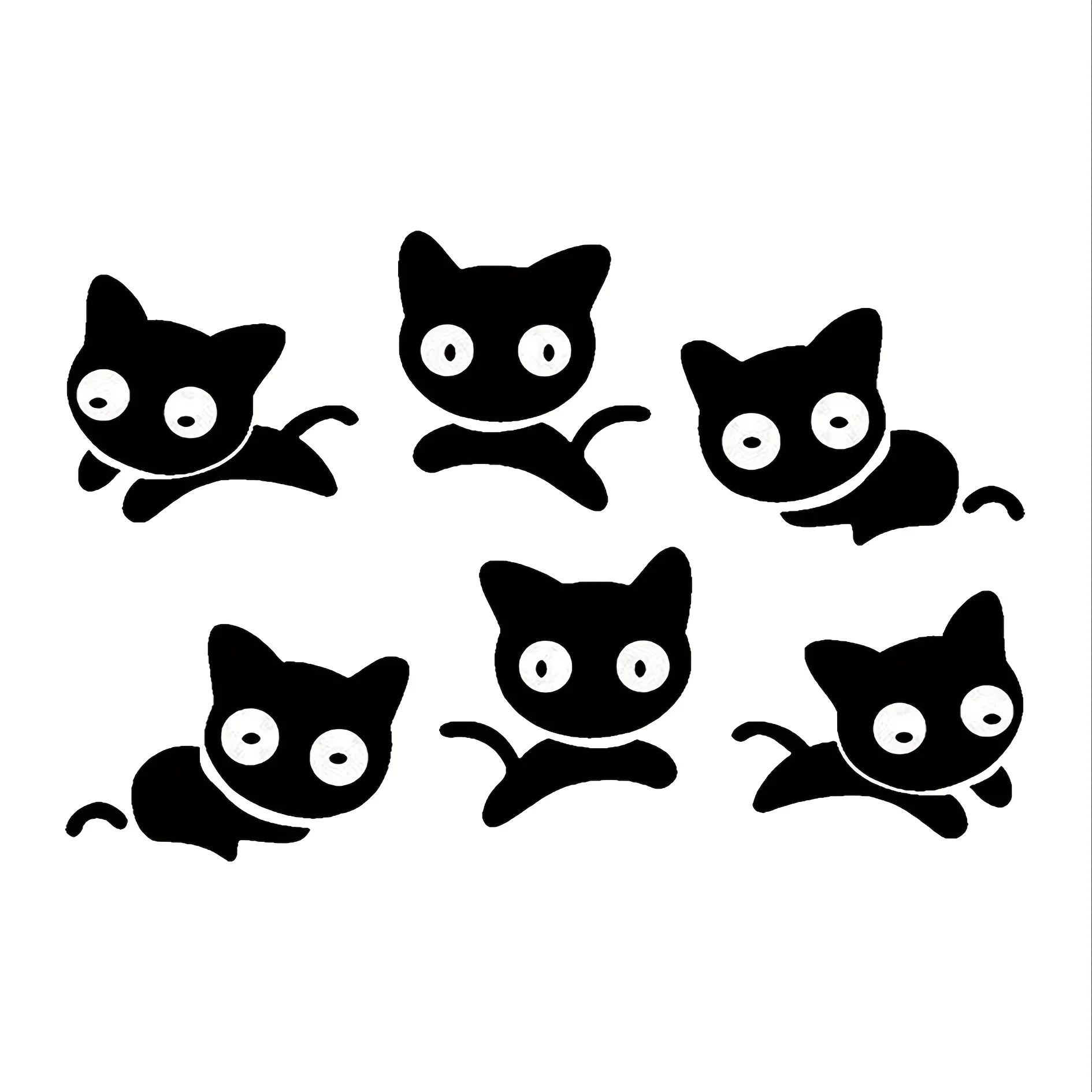 قطعتان من ورق تزيين خوذة الدراجة النارية "القطة السوداء الصغيرة"، مناسب لمرآة الرؤية الخلفية للسيارة وملصقات خوذة الدراجة النارية.