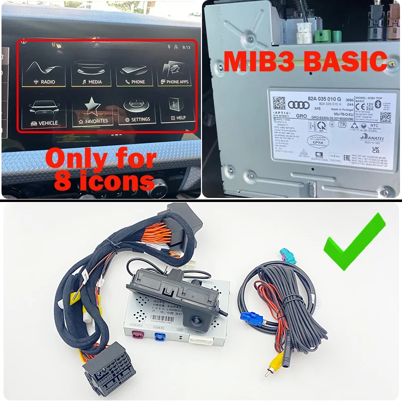 HICAMRUI Canbus Dynamic Trajectory Reversing Camera for Audi A1 GB Q3 F30 MIB2 STD Unit MIB3 TOP HIGH Unit  Plug and Play