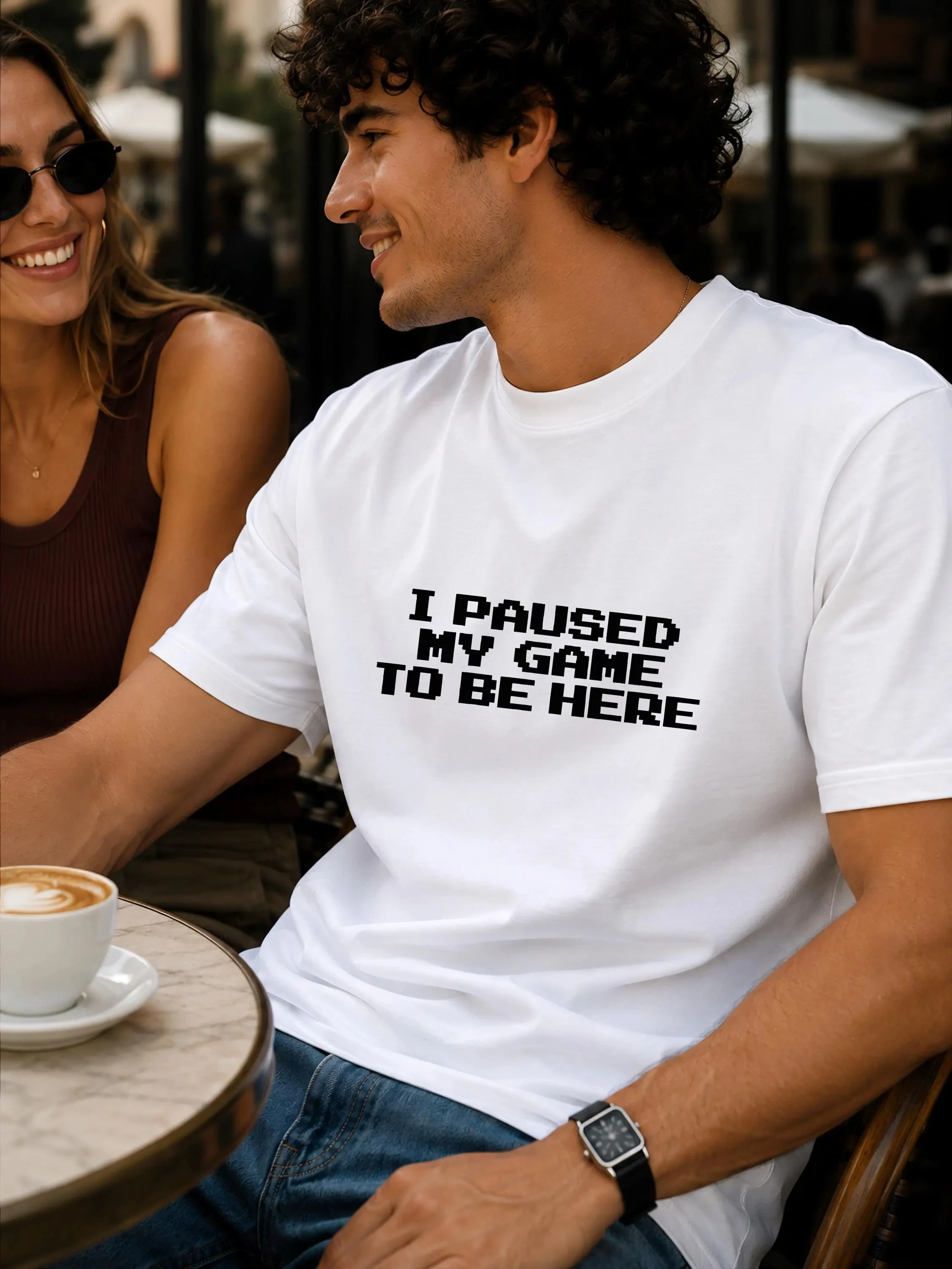 2026 New Men's T-shirts Luxury Printed Top Oversized T-shirt Funny Gamer Shirt I Paused My Game To Be Here Tee Retro Gaming Gift
