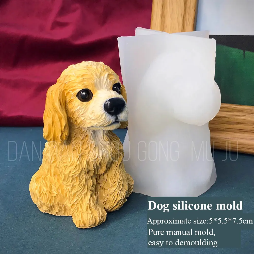 

Dog mold diy drop glue aromatherapy plaster handmade DIY three-dimensional mold cute Cocker Spaniel dog silicone grinder